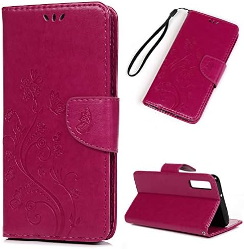 Abuenora Case for Samsung Galaxy A7 2018 Leather Wallet Flip Folio Cover Protective Estuche Book Style Stand Horizontal View Card Holder Slot Magnet Design