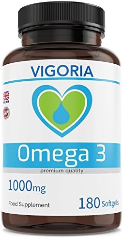 Omega 3 Fish Oil 1000 mg Optimal Strength 180 Softgels - 6 Month Supply - Food Supplement (Pure Fish Oil) Omega-3 with Balanced Epa and DHA - Contaminant Free | Made in UK