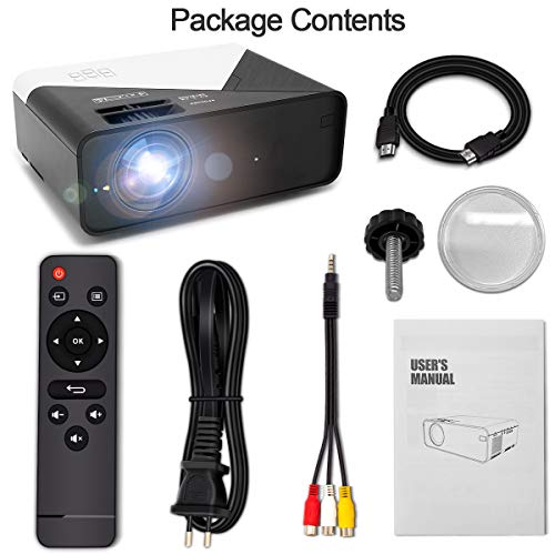 GRC Video Projector, 5000 Lux 1920x1080 Supported Full HD Native 720P Mini Movie Projector, with Built-in HiFi Sound Speaker, Compatible with TV Stick, HDMI, USB , AV, DVD for Multimedia Home Theater