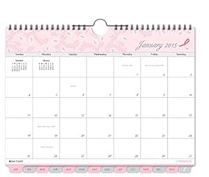 Amazon.com : DayTimer Pink Ribbon Tabbed Monthly Wall Calendar 2015, Wirebound, 11 x 8.5 Inches ...
