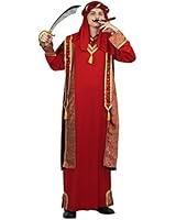 flatwhite Adult Arab Prince Dubai Gangster Costumes,Red,golden,wine,One Size