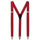 Fashion Accessories Suspenders for Men: Button Pant Braces Clothes Accessory with Elastic, Y Back Design - Regular and Tall Sizes, Burgundy