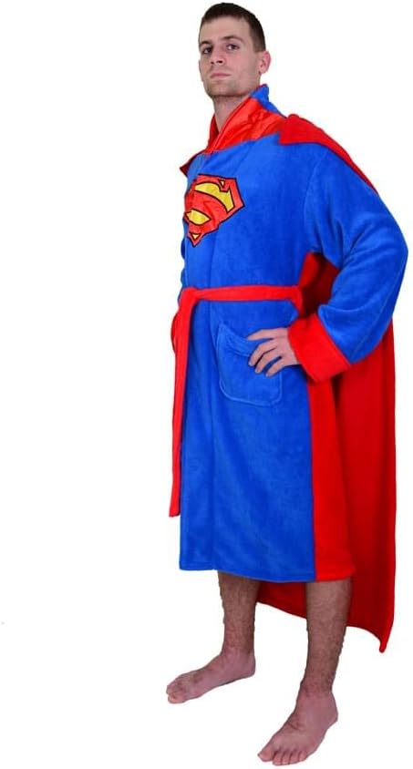 DC Comics Superman Caped Fleece Robe with Satin Emblems on Front and Back: Robe Factory: Toys & Games