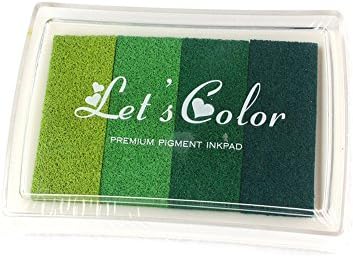 WENXIU 5 pcs Rubber Stamps Ink Pad Vivid Multi Colours Set 4 Shades Of Beautiful Water Craft Cardmaking Scrapbooking (Green)