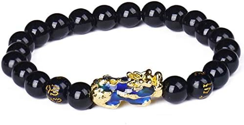 Feng Shui The Best Porsperity 10mm Black Bead Bracelet with Color Changed Pi Xiu/Pi Yao Attract Wealth and Good Luck