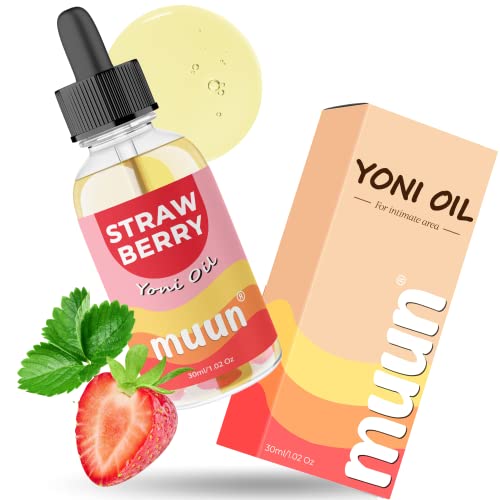 Muun Strawberry Intimate Oil for Dryness Perfume Body Oil After Shave Ingrown Hair Moisturizer & Nourishing Care for Women, 100% Natural