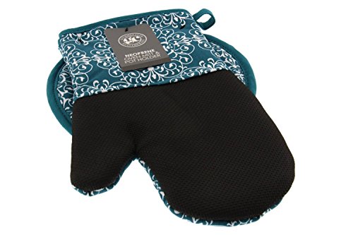 Oven Mitt and Potholder Set - Pot Holders and Oven Mitts Protect Hands and Surfaces - Kitchen Essentials Ideal for Cooking, Baking - Heat Resistant to 500F - Cotton w/Neoprene Silicone for Easy Grip