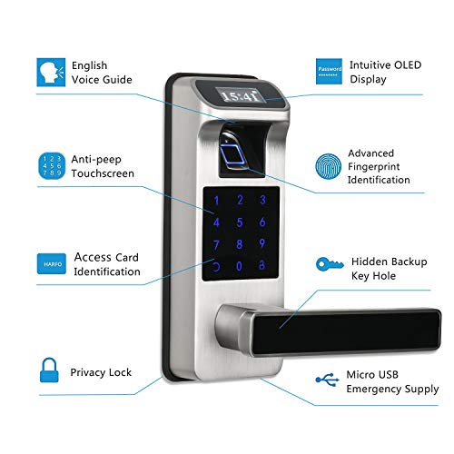 HARFO Fingerprint Door Lock, Keyless Entry Door Lock with Touchscreen and OLED Display, Keypad Door Lock, Door Lock with… - Image 2