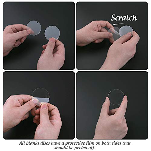 Blank Acrylic, 90PCS Transparent Discs Circle Acrylic Keychain Blanks 2 inch Clear Round Discs with Tassel Pendant Keyring for DIY Project and Craft Favor