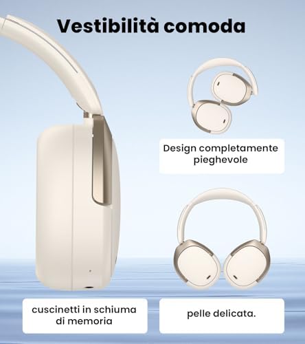 W80 Cuffie Over-Ear con LDAC & Hi-Res Wired & Wireless, Ivoire