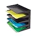 MMF Industries STEELMASTER Legal-Size Horizontal File Organizer | 5-Tier Tray | ID Label Holder | Black | Scratch & Chip-Resistant Finish | Durable Metal Steel Construction | Wall File Organizer