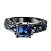 JunXin Princess Trillion &Radiant Cut Sapphire Blue Birthstone Black Gold Ring Size5/6/7/8/9/10/11(8)