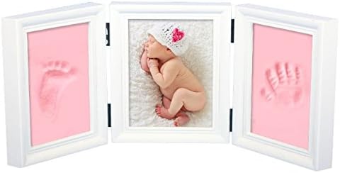 Precious Baby Handprint and Footprint Frame Package-Quality Wood Frame with Safe Clay-Baby Gift,Best Baby Shower or Keepsake Personalized Gift . (pink)