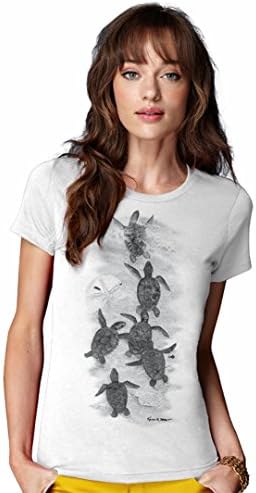 SolarTees Women's Sea Turtles Solar Color Changing Tee XL White