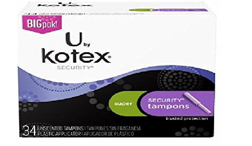 U by Kotex Security Tampons, Super, Plastic Applicator, Unscented-34 ct