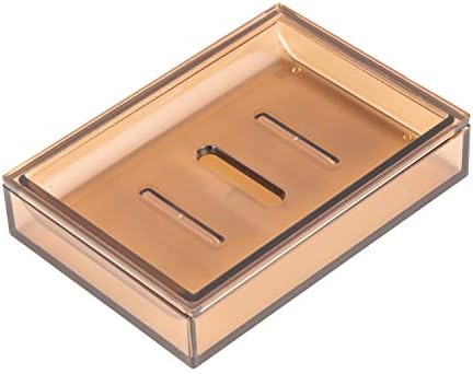 Witlife Bathroom Soap Dish with Draining Tray, Acrylic Hard Plastic Soap Case Soap Saver Tray for Bathroom Shower and Kitchen Sink, Bar Soap Holder Easy to Clean - Brown