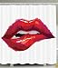 Themed Shower Curtain Sexy Decor Red and White Bathroom Decoration Fiance Gifts for Him Woman Red Lips French Kiss Temptation Attraction in Young Couple Apartment Decor Abstract Art Illustration
