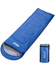 Oule GmbH Schlafsack Deckenschlafsack 3 Jahreszeiten 210T Polyester 220 x 75 cm 5 bis 20 °C 100% Baumwollhohlfaser 300 g/m² Füllung Stabil leicht mit kleinem Packmaß in Tragetasche - Blau
