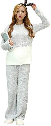 [Luanna Jena] ルームウェア レディース パジャマ トップス パンツ もこもこ 2点セット QW601