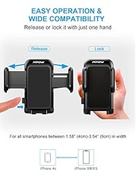 Soporte para teléfono celular Mpow, soporte universal para insertar en la ranura de CD con tres agarres y diseño táctil para iPhone X 8 8Plus 7 7Plus 6s 6P 5S, Galaxy S5 S6 S7 S8, Google, LG, Huawei y más, Negro