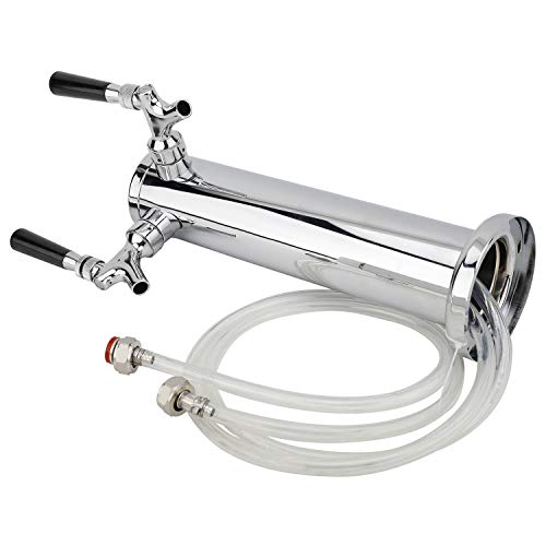 HighFree Polished Stainless Steel Tower Double Faucet Tap Tower Draft Beer Tower Double Faucet Dispenser 3 inch Diameter Draft Beer Tower