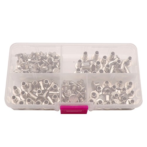 60 Set M5×6/10/12mm Chicago Screw Binding Screws Posts Assortment Kit for Scrapbook Photo Albums Binding and Leather Saddles Purses Belt Repair
