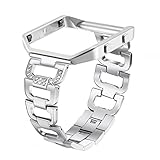 bayite Stainless Steel Bands with Frame for Fitbit Blaze, Rhinestone Bling Replacement Accessory Straps for Women Silver Black Rose Gold