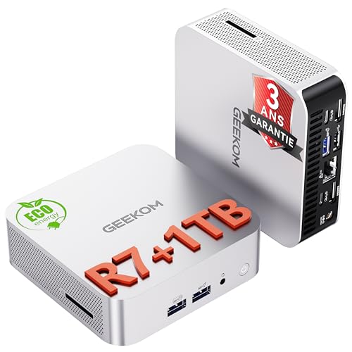 GEEKOM A6 Mini PC with AMD Ryzen 7 6800H, Radeon 680M, 1TB PCIe 4.0 SSD, Aluminium Case, 16GB DDR5 RAM (Scalable), SD Drive, Windows 11 Pro, USB-C, 4 8K Displays, Mini Computer for Office, Business, Business