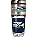 NFL Seattle Seahawks Metallic Travel Tumbler, Stainless Steel and Black Vinyl, 16-Ounce