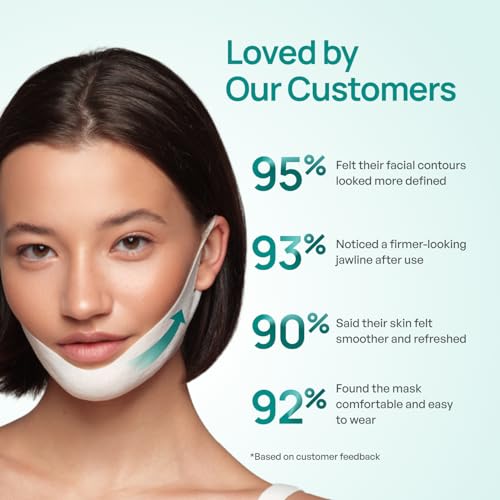 PLANTIFIQUE V-Line Face Lifting Chin Mask, 5 PCS - Hydrogel Chin Strap with Hyaluronic Acid and Aloe Vera - Jawline Shaper & Neck Firming