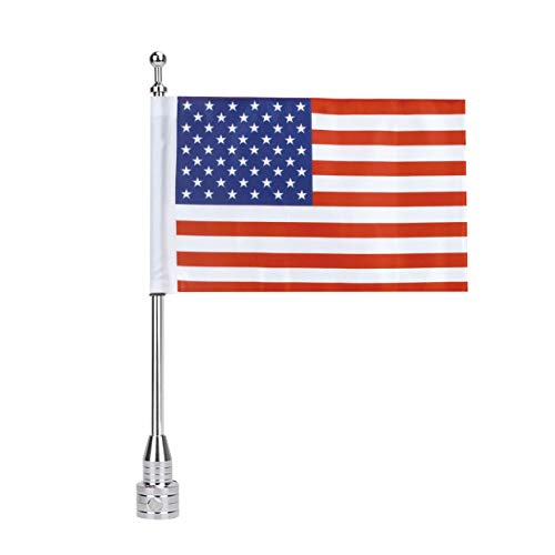 Photo 1 of Motorcycle Flagpole Mount with Country Flags 6x9 for Harley Davidson Honda Goldwing CB VTX CBR Yamaha - Fits 1/2" Round Luggage Rack (American Flag)