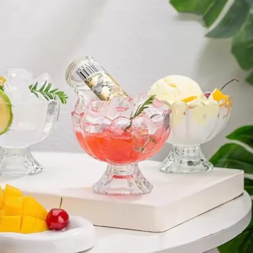 Jogo 6 Taças de Sobremesa de Vidro 125ml – Taças para Sorvete, Mousse e Pudim com Design Ondulado Elegante – Taça de Vidro para Sobremesas Premium