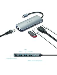 Pimienta trabajos USB C 3.1 Hub con Gigabit Ethernet, 2 USB 3.0, puerto HDMI, y puerto PD, tipo C Hub de carga para 2016 2017 Macbook pro 13 15, MacBook 12, Dell XPS
