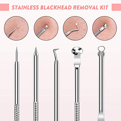 Aspirateur Point Noirs, liaboe Nettoyant de Pores Rechargeable Appareil de Beauté du Visage Avec écran LED, 5 Sondes et 3 Modes, 4 Sondes kit Éliminer les Acnés Comédons