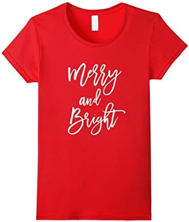 Women's Merry and Bright Holiday Shirt Large Red