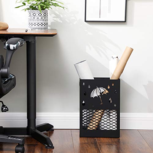 SONGMICS Metal Umbrella Stand, Rectangular Umbrella Holder Rack, with a