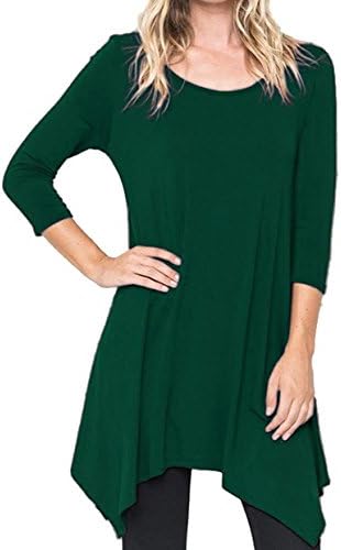 Fanfly 3/4 Sleeve Flowy T-Shirts Womens Loose Fit Swing Tunic Tops Blouse