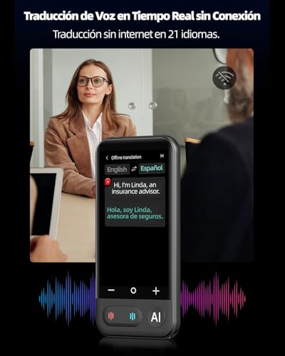 Traductor de Idiomas en Tiempo Real con IA, Traducción Offline sin WiFi, Compatible con 150 Idiomas, voz Instantánea, Grabación y Fotos, Ideal para Viajes y Negocios Internacionales