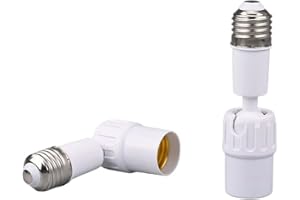 E26 Bulb Socket Extender, Adjustable Rotating Light Bulb Adapter, 6 Inch Extension Cord for Hard to Reach Ceiling Lamps Fixtu