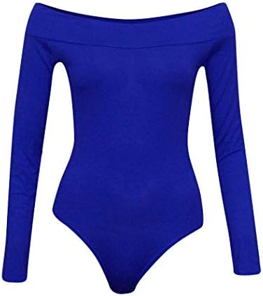 Sexy Off Shoulder Bodysuit for Women Long Sleeve Bodycon Bodysuit Leotard Jumpsuits Tops