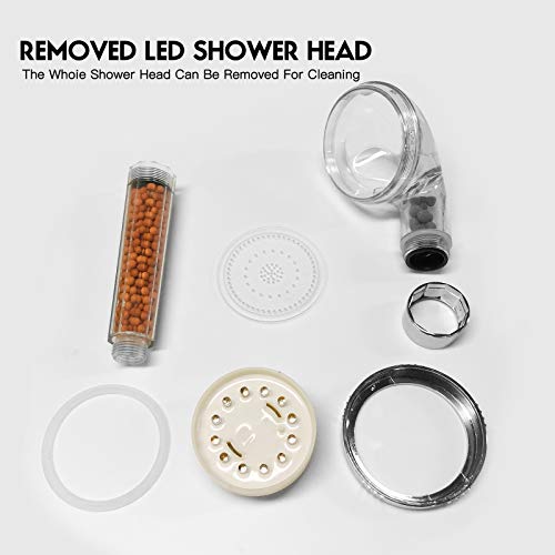 TOUZUTY LED Light Shower Head Filter Color Changes with Water Temperature High Output Hard Water