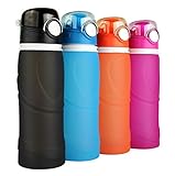 Foldable Water Bottle, MCIRCO 750ml Collapsible Silicone Water Bottle Reusable Leak Proof Sports Water Bottle BPA Free FDA-approved Roll Up Cup for Running,Hiking,Camping,Biking and Travelling