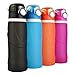 Foldable Water Bottle, MCIRCO 750ml Collapsible Silicone Water Bottle Reusable Leak Proof Sports Water Bottle BPA Free FDA-approved Roll Up Cup for Running,Hiking,Camping,Biking and Travelling