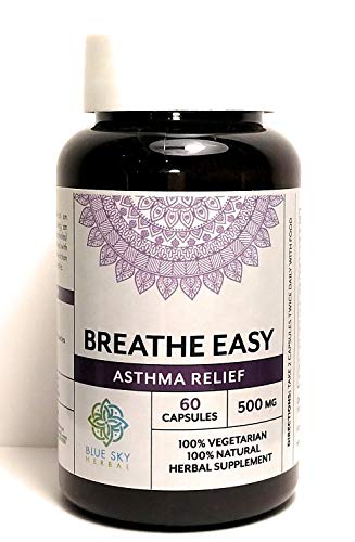 Blue Sky Herbal Asthma-aid 60 Capsules - 500mg Each. Our Pills Aid Healthy Breathing And Lung Function & Help With Allergies And Allergen Issues. Natural Sinus Support Supplement To Clear Air Ways