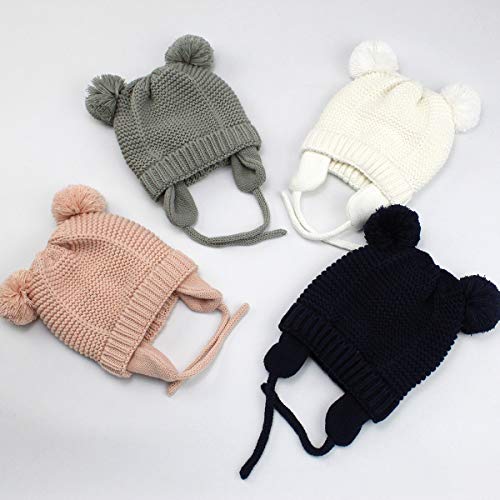 Winter Warm Earflaps Newborn Baby Hat Beanie Infant Toddler Kids Knit Hat Cap with Fleece Lined Unisex for Baby Boys Girls (M / 12-36 Months, Navy Blue)