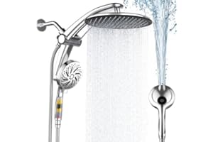 Rain Shower Head with Handheld，Dual Shower Head with Hose,Detachable Shower Head high Pressure with 10 Settings Shower Spray 