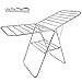 SONGMICS Clothes Drying Rack, with Bonus Sock Clips, 100% Stainless Steel Gullwing Space-Saving Laundry Rack, Foldable for Indoor and Outdoor Use, Sliver
