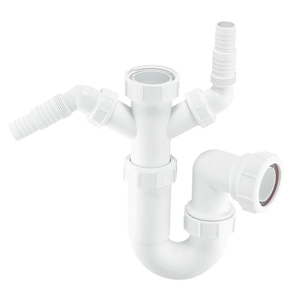 McAlpine WM11 Sink Trap with 135 Degree Twin Nozzles - White