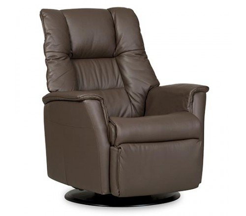 IMG Verona Manual Swivel Glider Relaxer Recliner Small Compact Size in Savauge Truffle Leather