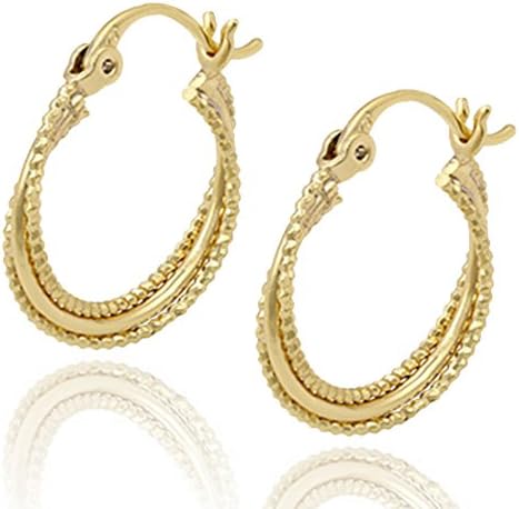 Juvel Jewelry Fashion Noble Style 14K Gold Plated Hoop Earrings 3 Circles Round Shape For Party
